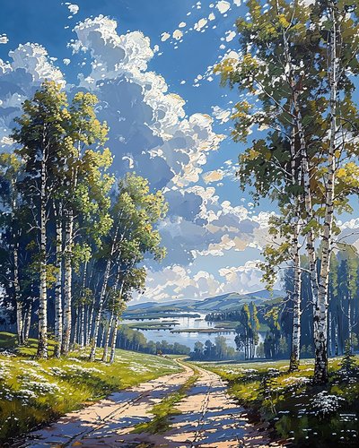 Large Autumn Landscape Trees by F. Abderrahim