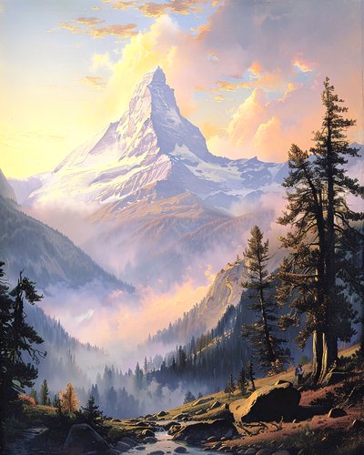 Landscape with Distant Mountains by F. Abderrahim