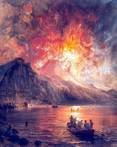 Volcanic eruption by the sea by F. Abderrahim