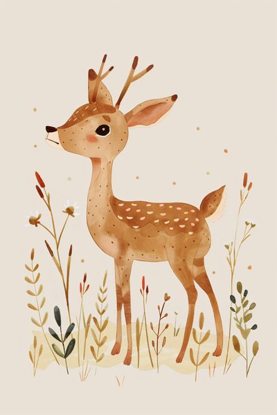 Minimalist deer animal decoration for babies boho kids by F. Abderrahim
