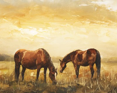 Wild horses at sunset by F. Abderrahim