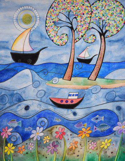 By the Sea by Marys Watercolors