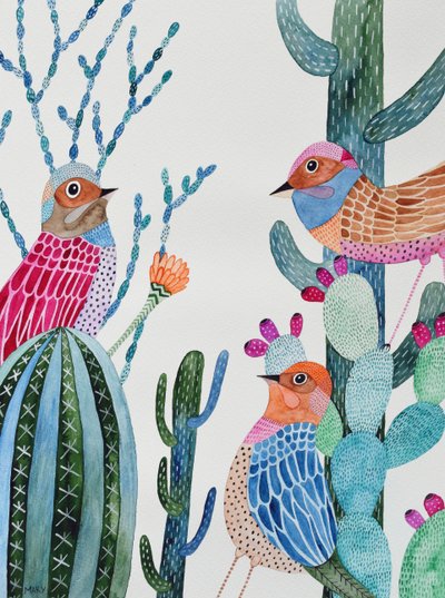 Hungry Birds by Marys Watercolors