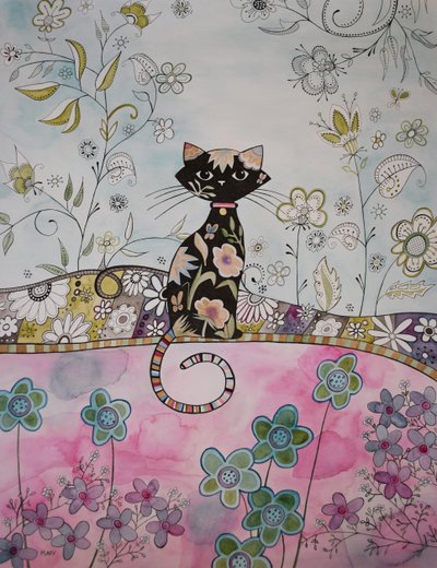 Black Kitten by Marys Watercolors