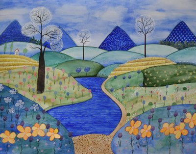 Mountain World by Marys Watercolors
