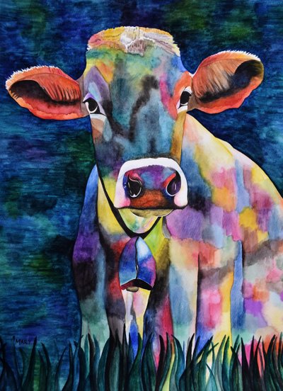 Watercolor Cow by Marys Watercolors