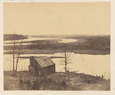 House on Shore of River by A.J. Russell