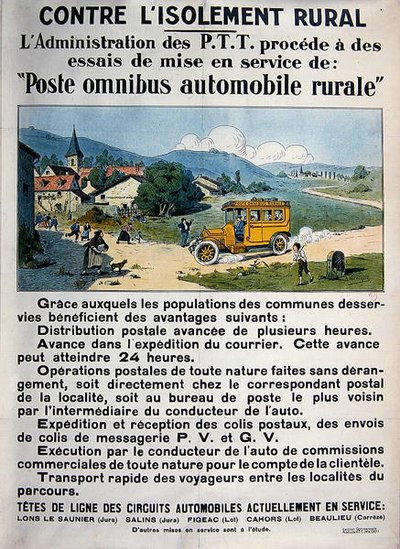 Poster advertising the French Post Office Omnibus by A. Verecque
