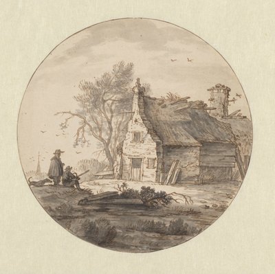 Dilapidated Farmhouse with a Draftsman by Aarnout ter Himpel
