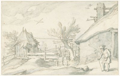 Farmyard with Farmhouse and Barn by Abraham Bloemaert