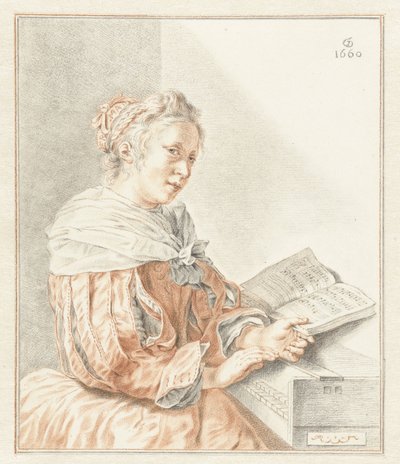 Lady at Spinet by Abraham Delfos
