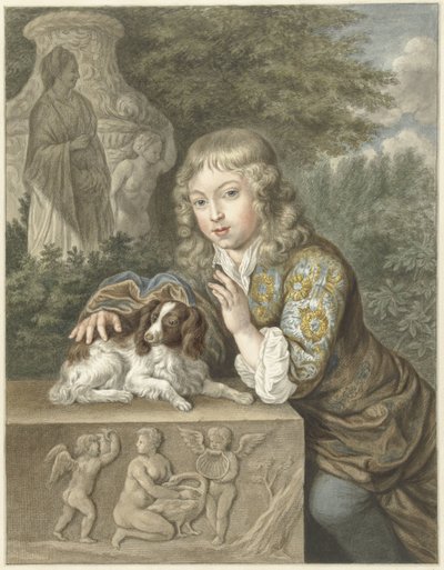 Boy with puppy by Abraham Delfos