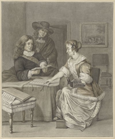 Musical Couple, a Man Watching by Abraham Delfos