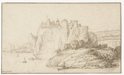 Castle on a Rock in a River Landscape by Abraham Furnerius