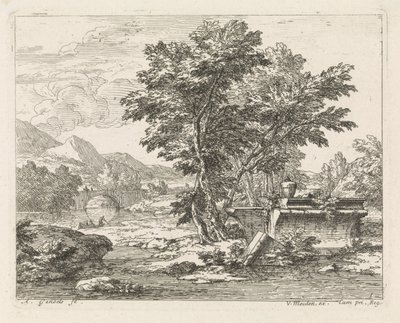 Landscape with a Classical Ruin by Abraham Genoels