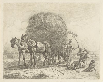 Drinking Farmer by a Hay Wagon by Abraham Hendrik Winter