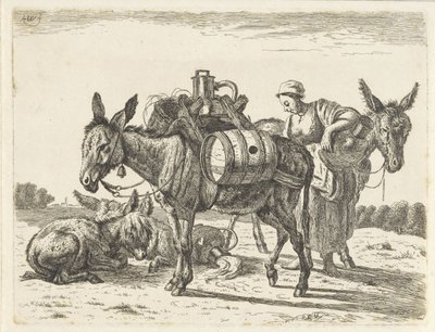 Pack Donkeys by Abraham Hendrik Winter