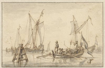 Calm Sea with a Few Boats by Abraham Storck