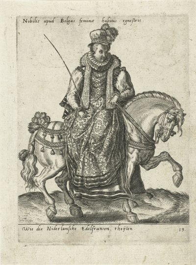 Dutch Noblewoman on Horseback by Abraham de Bruyn (attributed to)