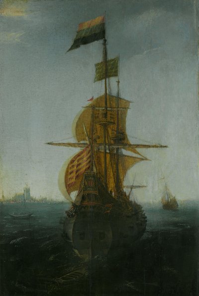 An Amsterdam East Indiaman by Abraham de Verwer (attributed to)