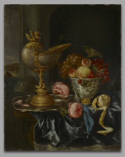 Banquet Still Life with Nautilus Cup by Abraham van Beyeren