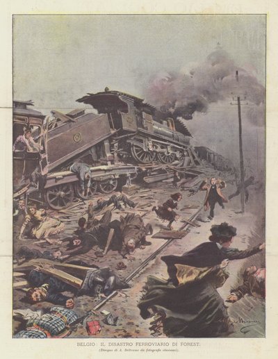 Belgium, The Forest Railway Disaster by Achille Beltrame