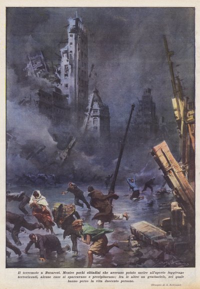 The Earthquake in Bucharest by Achille Beltrame