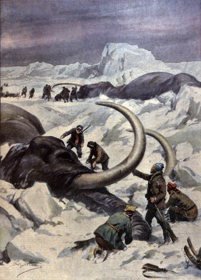 Mammoths in North Pole by Achille Beltrame