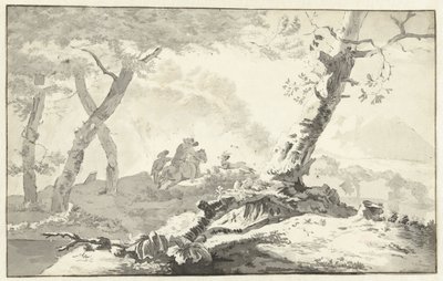 Deer Hunt in a Mountainous Landscape by Adam Pijnacker