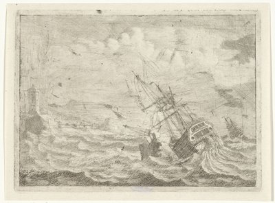 Seascape with Ship in Distress by Adam Silo