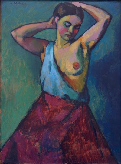 Girl with Red Skirt by Adolf Erbslöh