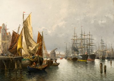 In the Harbour of Le Harve by Adolf Kaufmann