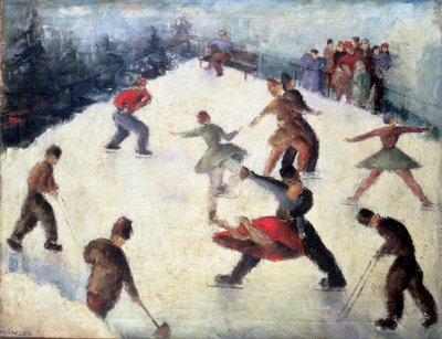 Winter Skating Scene c.1920 by Adolf Munzer