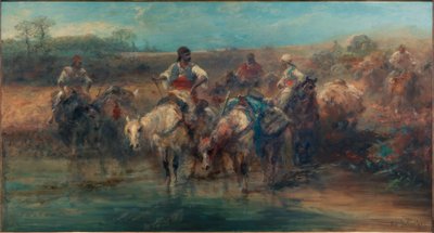 Bedouins at the Watering Place by Adolf Schreyer