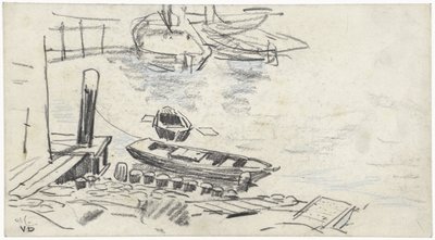 Quay with Boats by Adolf le Comte