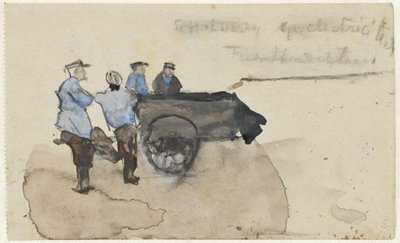 Four Workers with a Cart by Adolf le Comte