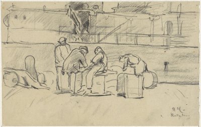Workers at the Quay in Rotterdam by Adolf le Comte