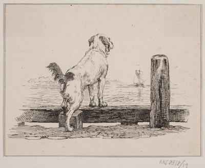 Dog on the beach by Johan Adolph Kittendorff