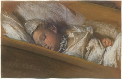 An Infant Asleep in His Crib by Adolph Menzel