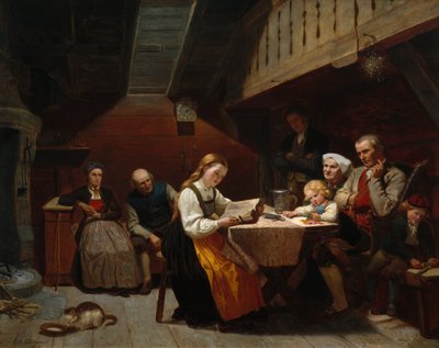 A reading girl by Adolph Tidemand