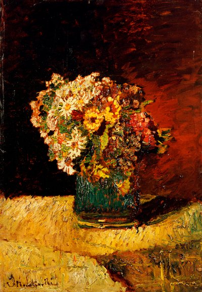 A Vase of Flowers by Adolphe Joseph Thomas Monticelli