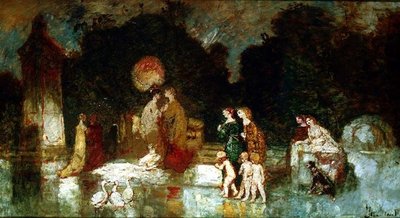 Scene in the Park by Adolphe Joseph Thomas Monticelli