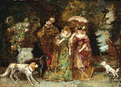 A gathering in the woods by Adolphe Joseph Thomas Moticelli
