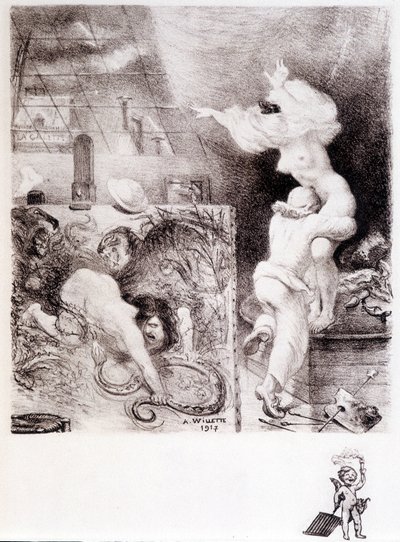 Lust - Drawing by Willette by Adolphe Leon Willette