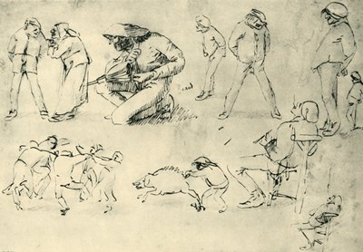 Studies of figures, early 17th century by Adriaen Brouwer