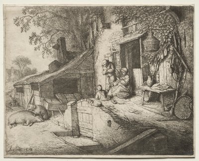 The Woman Spinning by Adriaen Jansz. van Ostade
