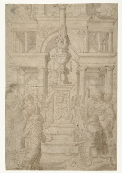 Solomon Worships an Idol by Adriaen Pietersz Crabeth