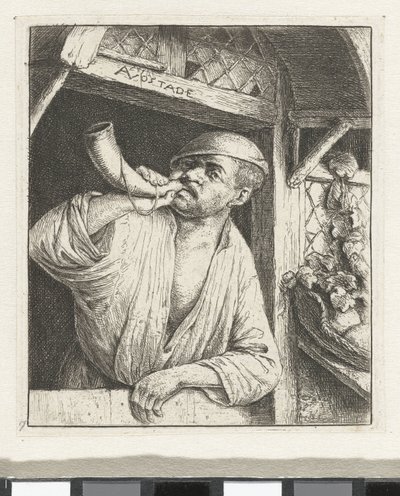 Baker Blowing a Horn by Adriaen van Ostade