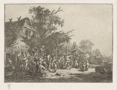 Dancing Peasants in Front of an Inn by Adriaen van Ostade