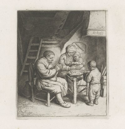 Family Praying Before the Meal by Adriaen van Ostade